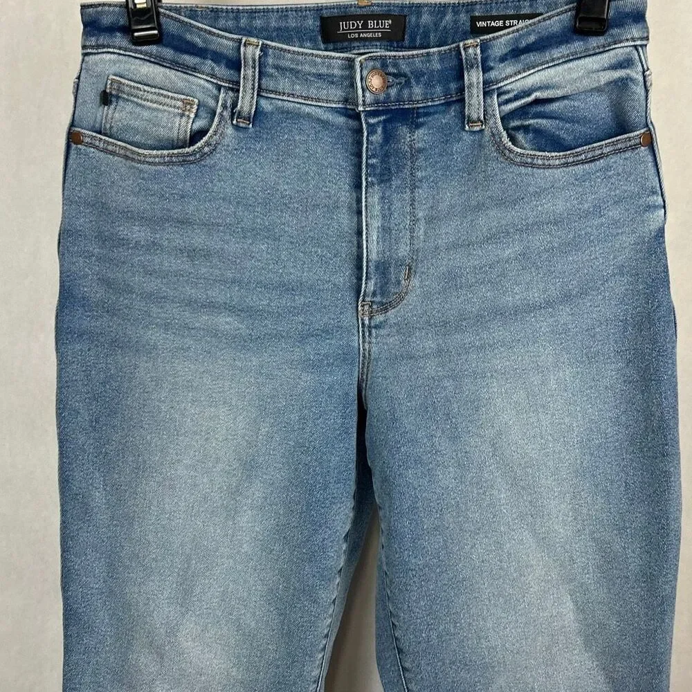 Judy Blue Vtg Straight Denim Jeans Sz 7 / 28 Style JB8607MD 30” Inseam 11” Rise